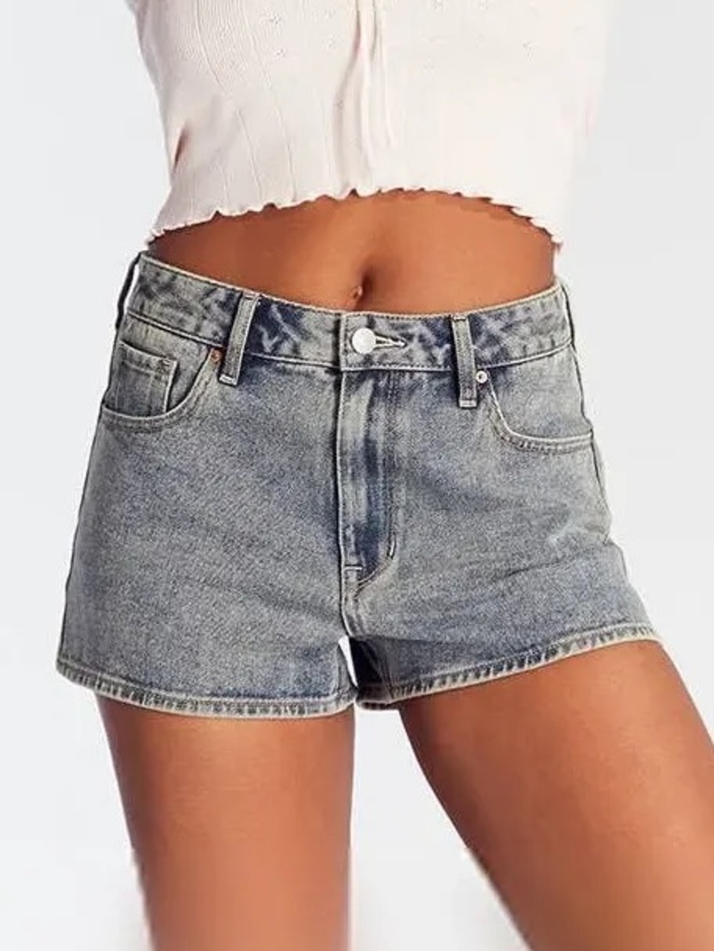 Pacsun Women's Dark Indigo Zip Fly High Waisted Denim Festival Shorts